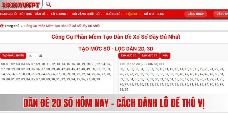 Dàn đề 20 số hôm nay - Cách đánh lô đề thú vị